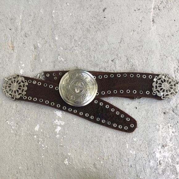 Vintage Leather n filigree belt - Picture 1 of 11